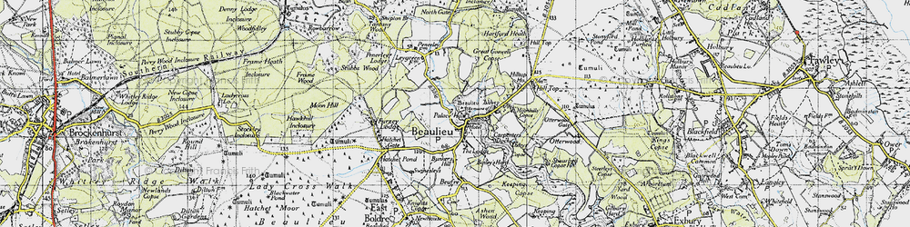 Old map of Beaulieu in 1945