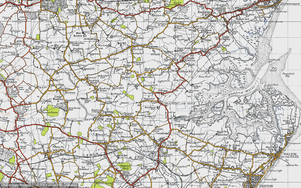 Old Map of Historic Map covering Brooklands in 1946