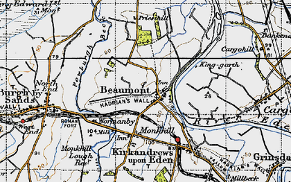Old map of Beaumont in 1947