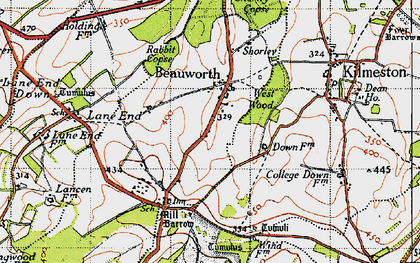 Old map of Beauworth in 1945