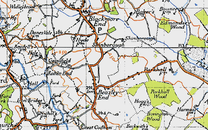 Old map of Beazley End in 1945