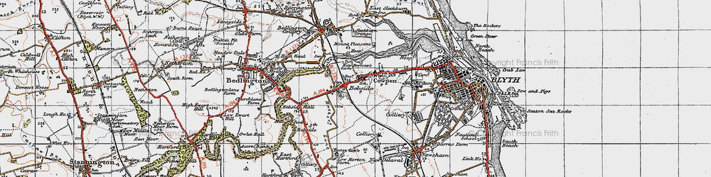 Old map of Bebside in 1947