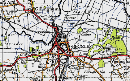 Old map of Beccles in 1946
