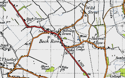 Old map of Beck Row in 1946