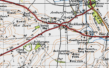 Old map of Allington Down in 1940
