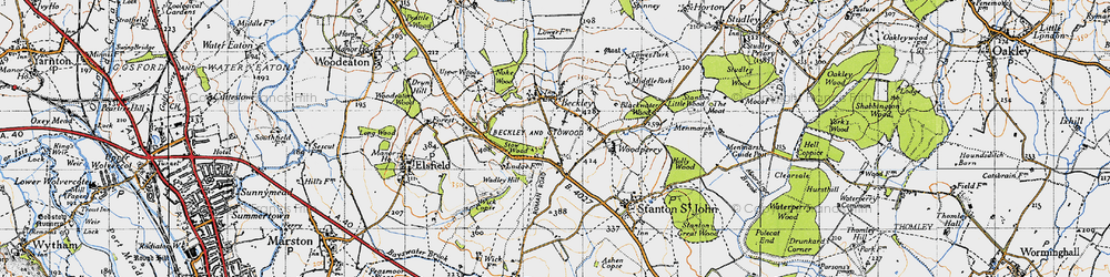 Old map of Woodperry in 1946