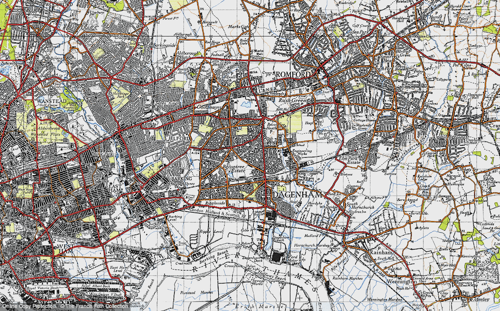 Old Map of Becontree, 1946 in 1946
