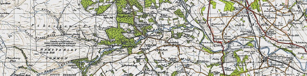 Old map of Bedburn Beck in 1947