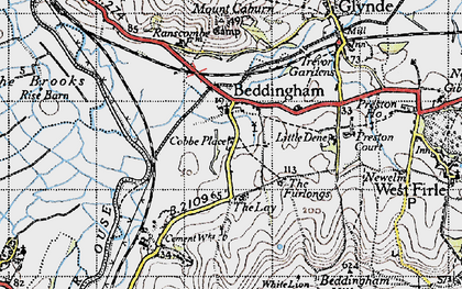 Old map of Beddingham Hill in 1940