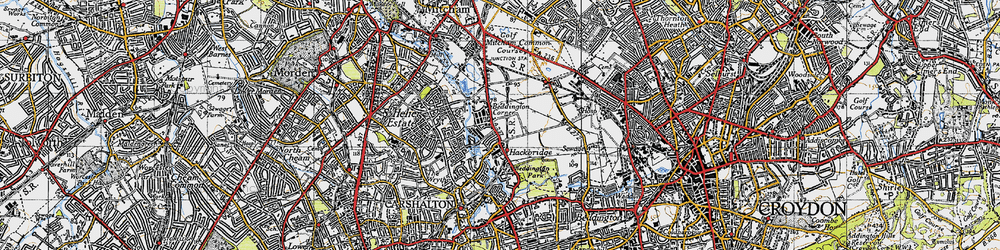 Old map of Beddington Corner in 1945