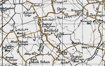 Old map of Bedfield Little Green in 1946