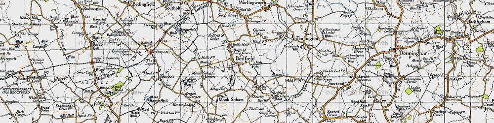 Old map of Bedfield Little Green in 1946