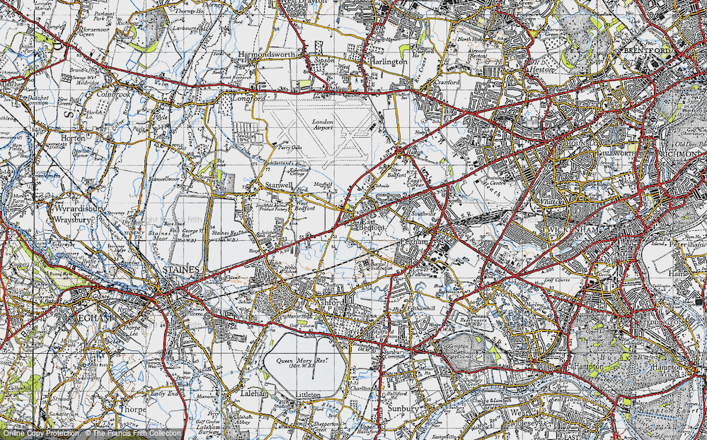 Old Map of Bedfont, 1940 in 1940