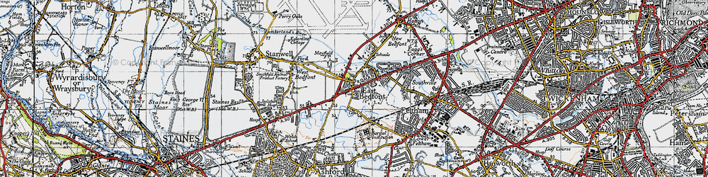 Old map of Bedfont in 1940