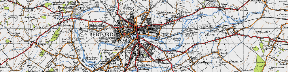 Old map of Bedford in 1946
