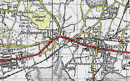 Old map of Bedhampton in 1945