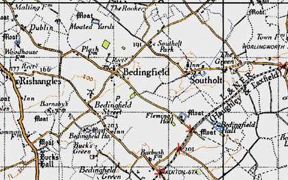 Old map of Bedingfield in 1946