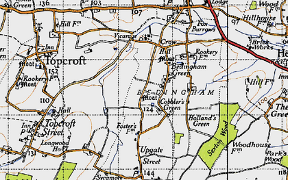 Old map of Bedingham Green in 1946