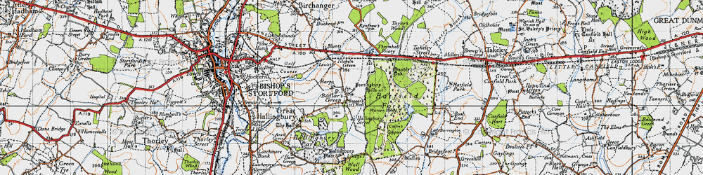 Old map of Bedlar's Green in 1946