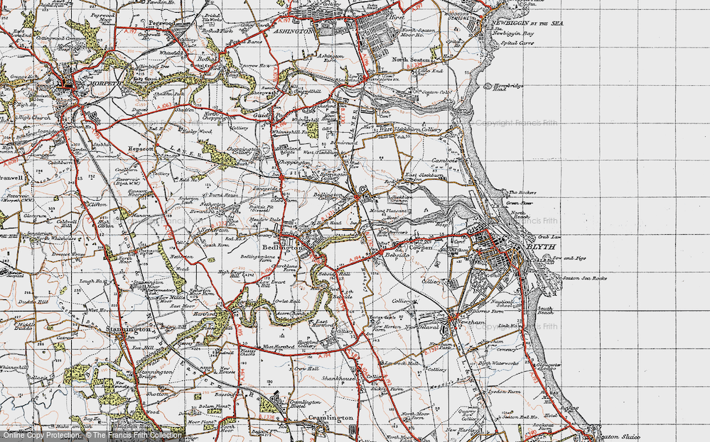 Old Map of Historic Map covering Bebside Hall in 1947