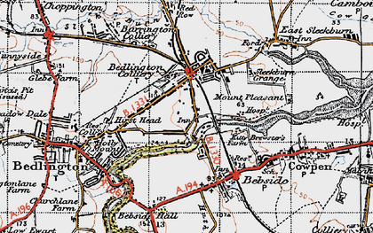 Old map of Bebside Hall in 1947