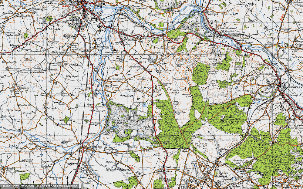 Old Map of Historic Map covering Brocton Field in 1946