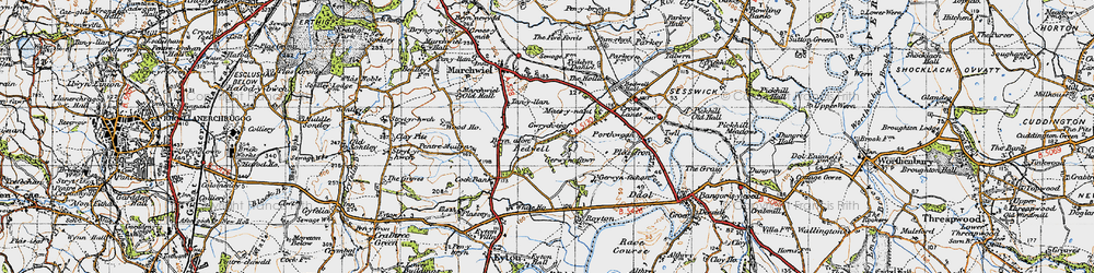 Old map of Bryn Afon in 1947