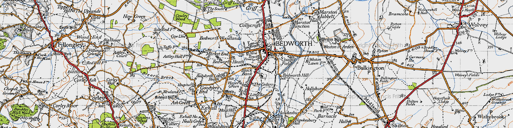 Old map of Bedworth in 1946