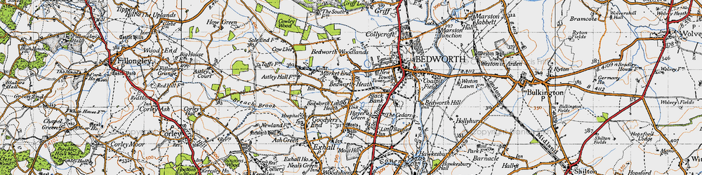 Old map of Bedworth Heath in 1946