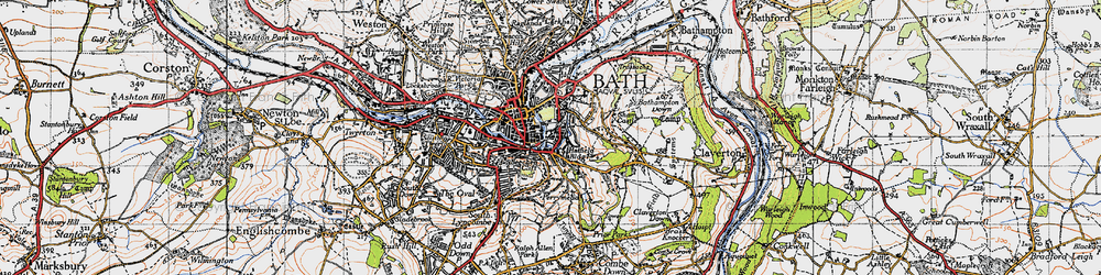 Old map of Beechen Cliff in 1946