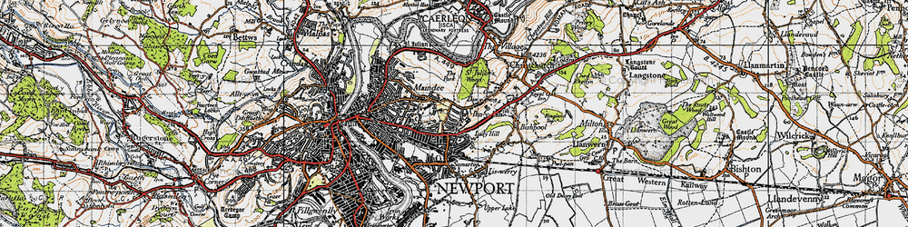 Old map of Beechwood in 1946