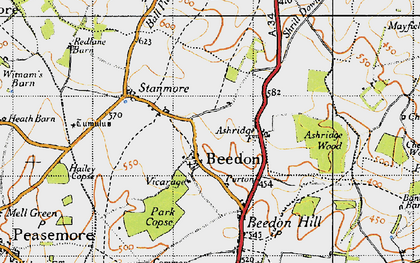 Old map of Beedon in 1947