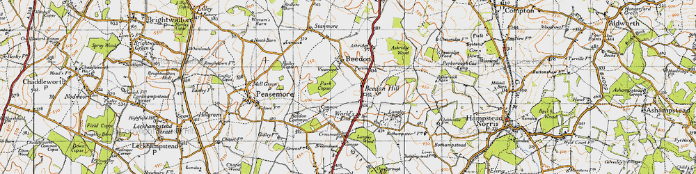 Old map of Beedon Hill in 1947