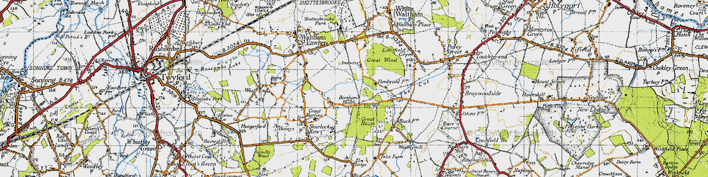 Old map of Beenham's Heath in 1947