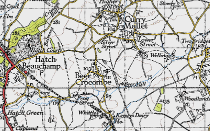 Old map of Beercrocombe in 1945