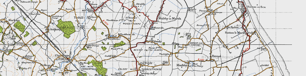 Old map of Beesby Grange in 1946