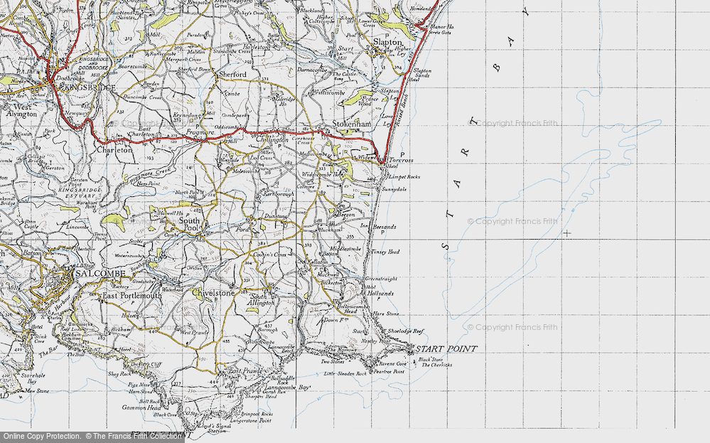 Old Map of Historic Map covering Widdicombe Ho in 1946