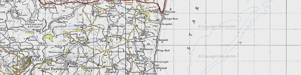Old map of Widdicombe Ho in 1946