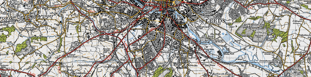 Old map of Beeston Hill in 1947