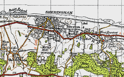 Old map of Beeston Regis in 1945