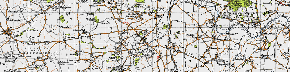 Old map of Beetley in 1946