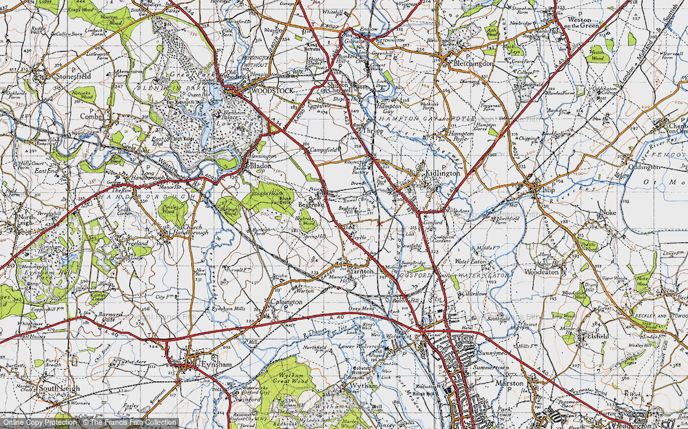 Old Map of Historic Map covering Begbroke Hill in 1946
