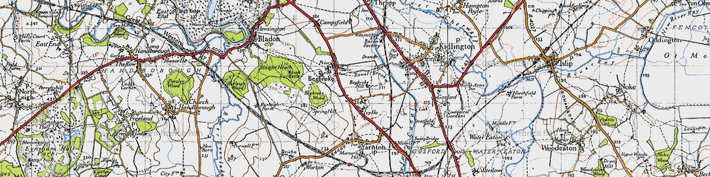 Old map of Begbroke in 1946