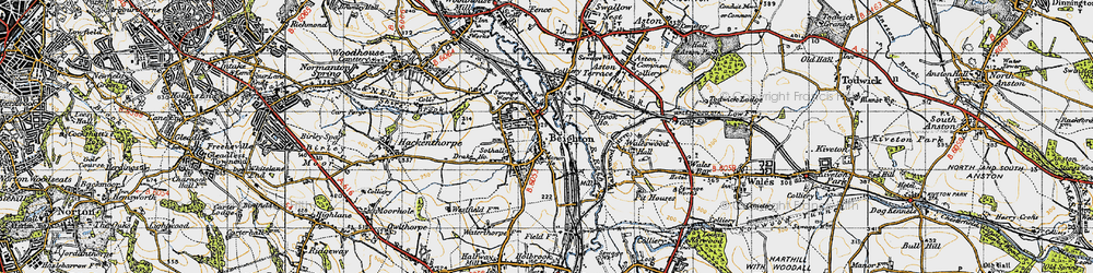 Old map of Beighton in 1947
