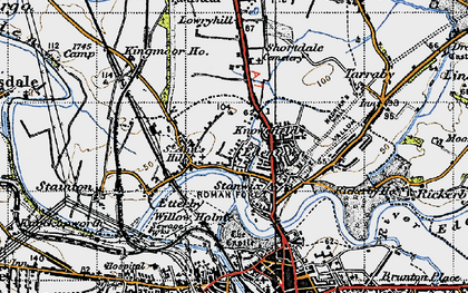 Old map of Belah in 1947