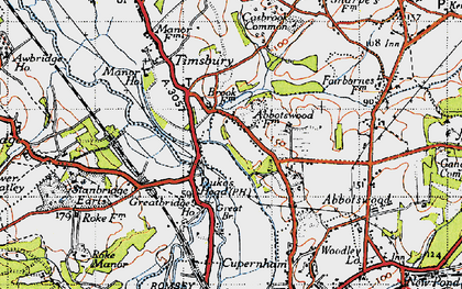 Old map of Abbotswood in 1945