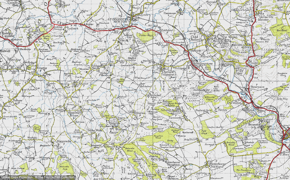 Old Map of Historic Map covering Bell Hill in 1945