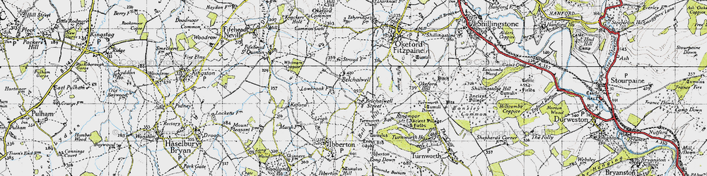 Old map of Bell Hill in 1945