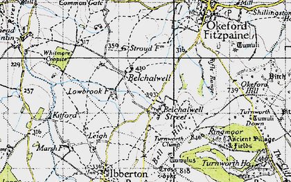 Old map of Belchalwell Street in 1945