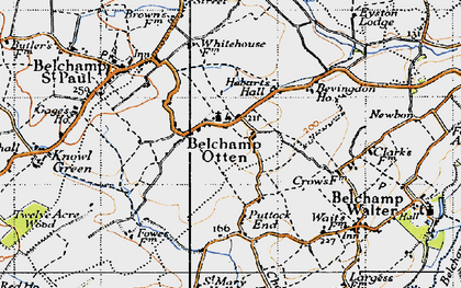 Old map of Belchamp Otten in 1946